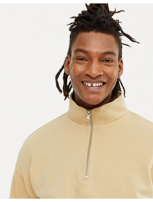 New Look funnel neck sweatshirt in stone