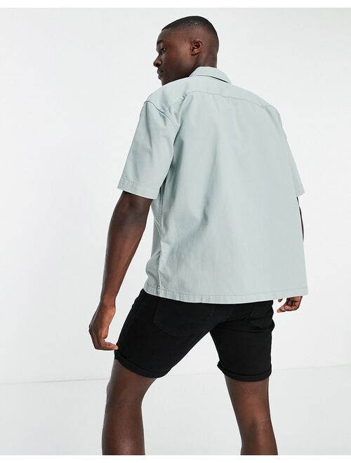 New Look short sleeve boxy shirt in light green