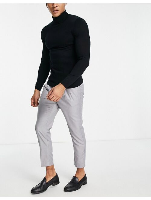 New Look pleated smart pants in gray