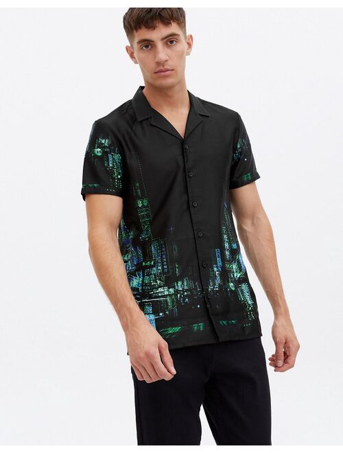 New Look short sleeve shirt with print in black