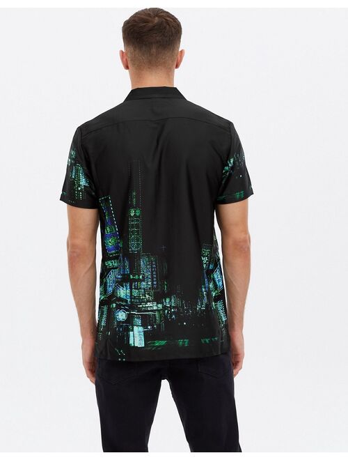 New Look short sleeve shirt with print in black