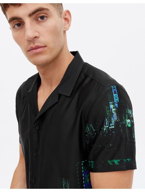 New Look short sleeve shirt with print in black