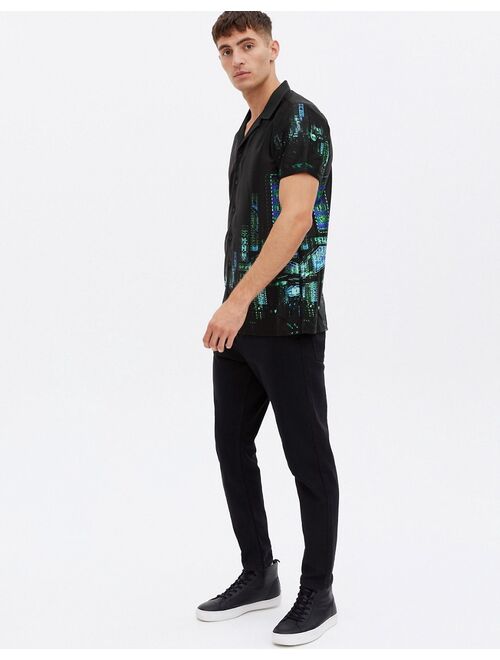 New Look short sleeve shirt with print in black