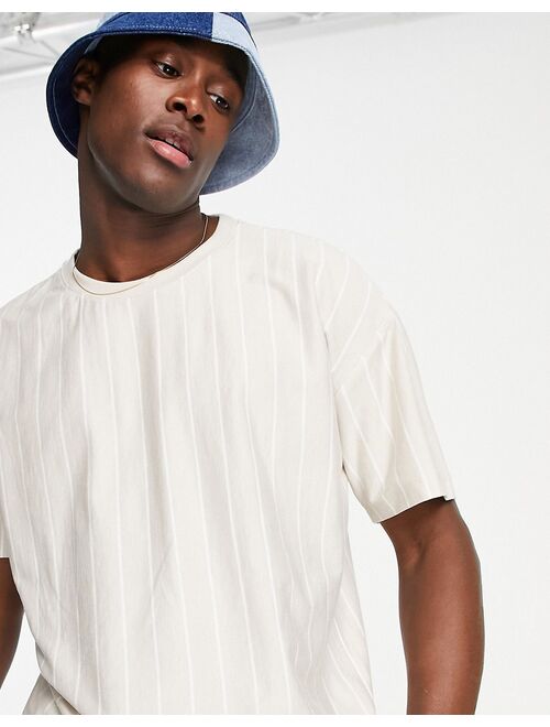 New Look oversized striped T-shirt in stone