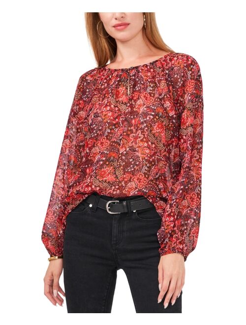 Vince Camuto Paisley-Print Keyhole Blouse