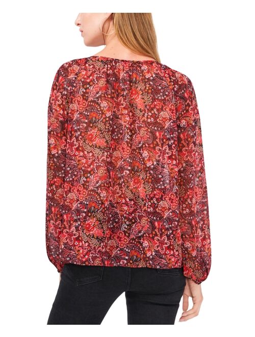 Vince Camuto Paisley-Print Keyhole Blouse