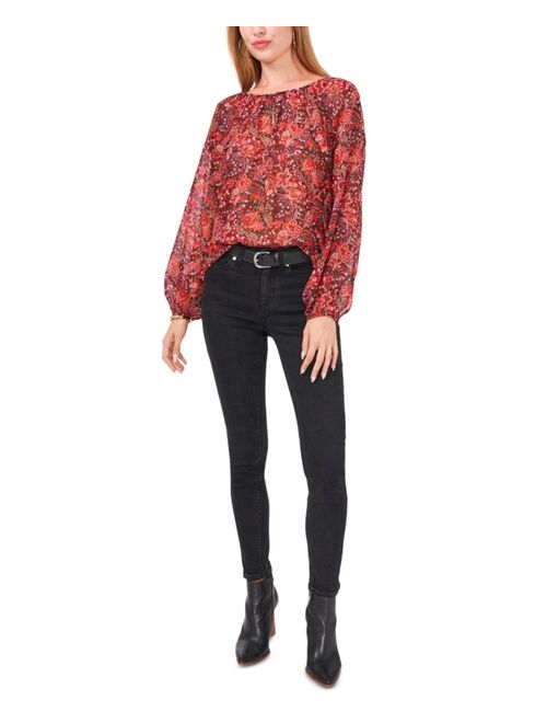 Vince Camuto Paisley-Print Keyhole Blouse