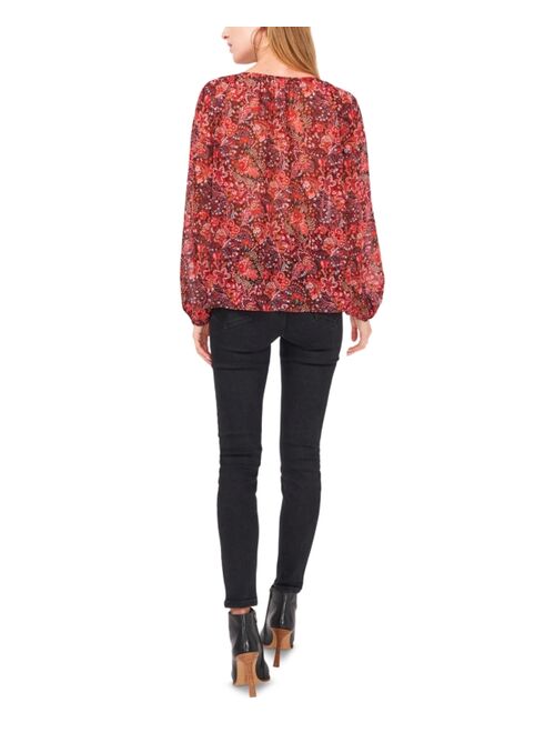 Vince Camuto Paisley-Print Keyhole Blouse