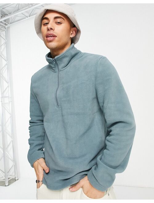 New Look funnel neck fleece sweatshirt in teal