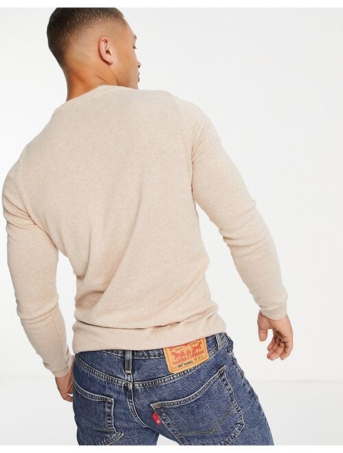 New Look muscle fit knitted sweater in off white