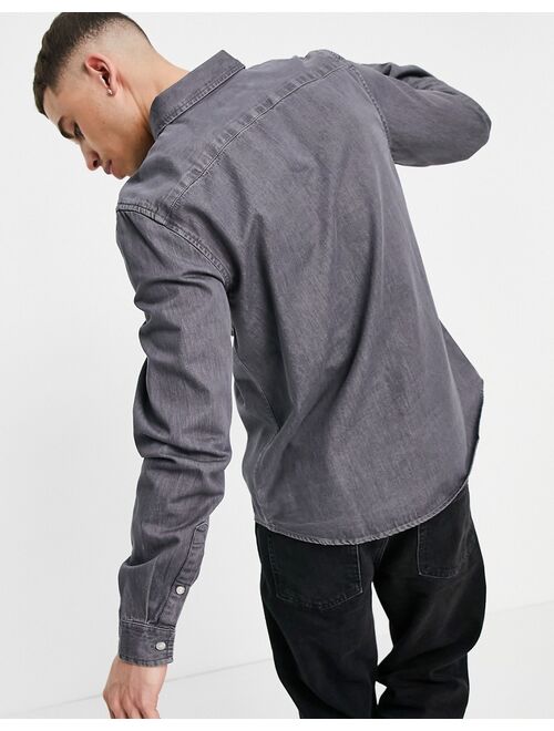 New Look denim shirt in mid gray