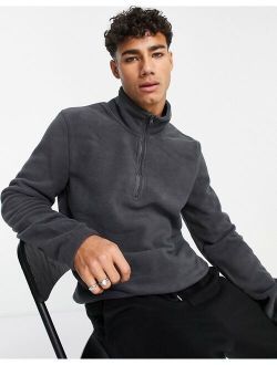 funnel neck fleece sweat in dark gray