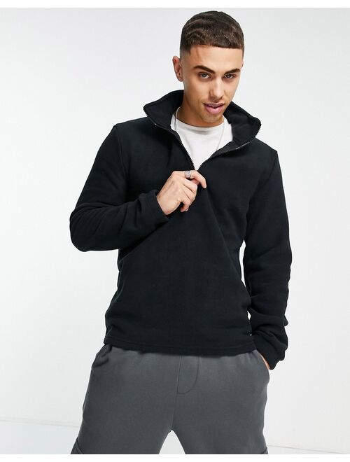 New Look funnel neck fleece sweatshirt in black