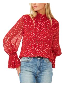 Ruffled-Neck Bell-Sleeve Top