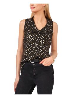 Printed Cowlneck Sleeveless Top