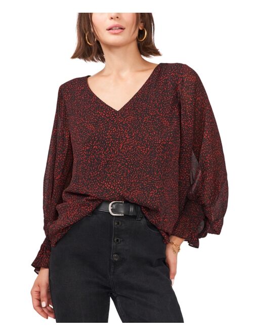 Vince Camuto Printed V-Neck Blouse