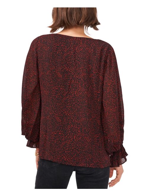 Vince Camuto Printed V-Neck Blouse