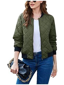 Zeagoo Women's Bomber Jacket Casual Coat Zip Up Outerwear Windbreaker with Pockets S-XXL