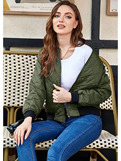 Zeagoo Women's Bomber Jacket Casual Coat Zip Up Outerwear Windbreaker with Pockets S-XXL