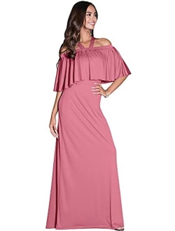 Womens Off Shoulder Casual Maternity Flowy Summer Tube Maternity Maxi Dress