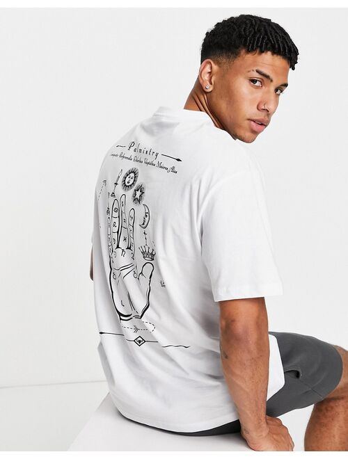 Only & Sons oversized t-shirt with hand of destiny back print in white