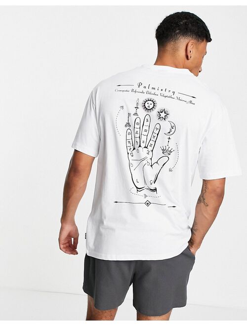 Only & Sons oversized t-shirt with hand of destiny back print in white