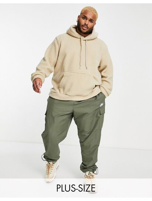 Only & Sons Plus oversized teddy hoodie in beige