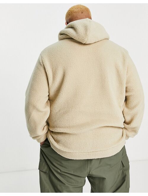 Only & Sons Plus oversized teddy hoodie in beige