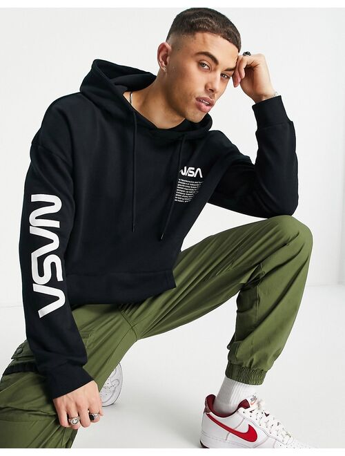 Only & Sons oversized hoodie with NASA print in black