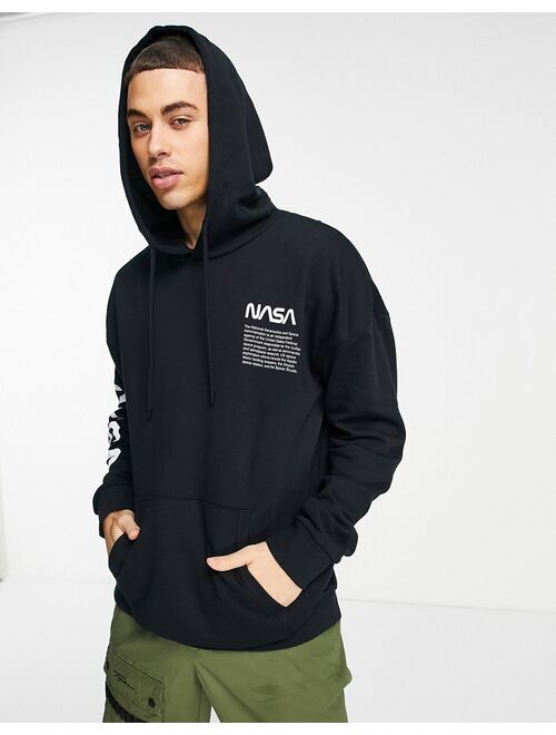 Only & Sons oversized hoodie with NASA print in black