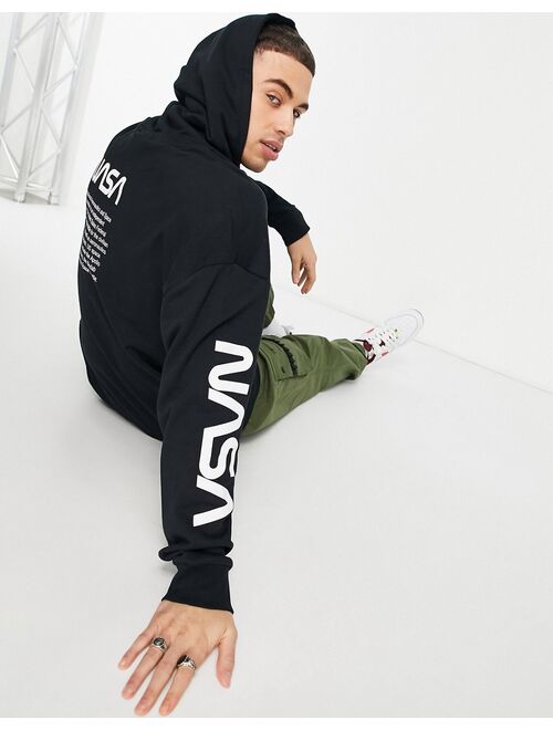 Only & Sons oversized hoodie with NASA print in black