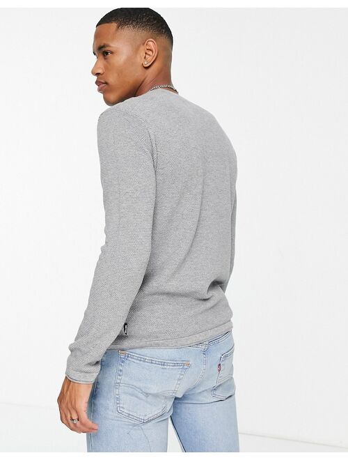 Only & Sons textured sweater with crew neck in gray