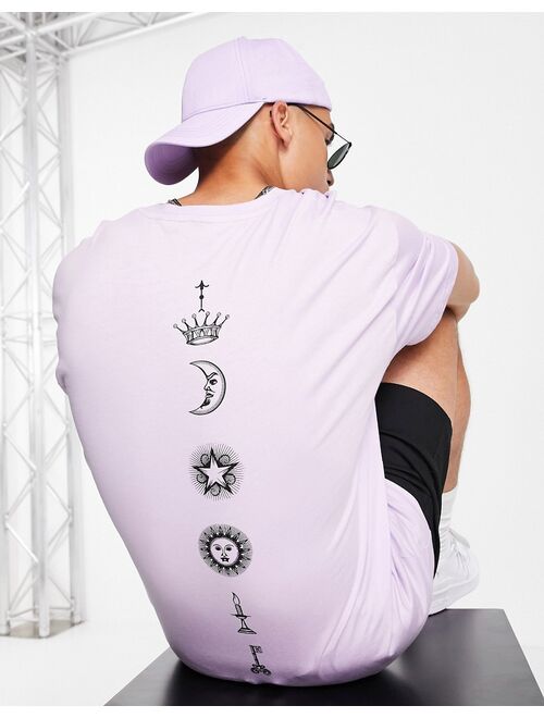 Only & Sons oversized T-shirt with palmistry back print in lilac