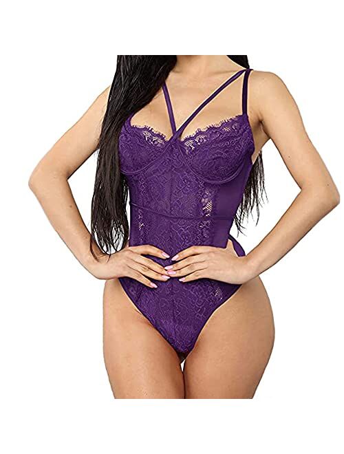 Buitifo Womens Sexy Bodysuit Lingerie One Piece Babydoll V Neck Teddy Snap Crotch