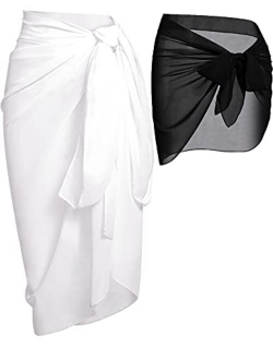 LOLLO VITA 2 Pieces Women Beach Sarong Sheer Wrap Skirt Chiffon Swimsuit Cover Up for Swimwear