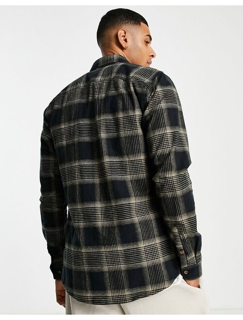 Only & Sons brushed check shirt in black