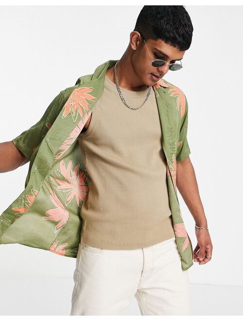 Only & Sons set revere collar shirt in green flower print