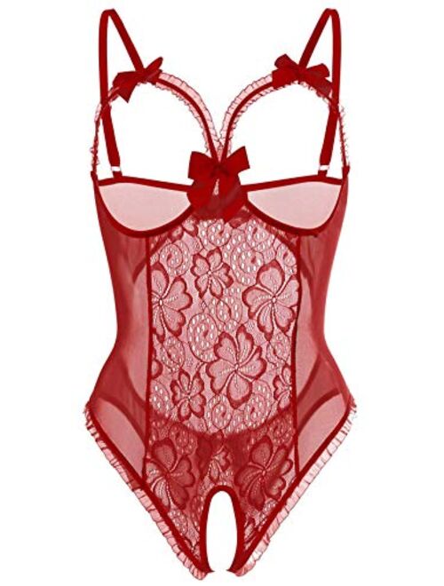 Fairymei Lingerie for Women One-Piece Teddy Lingerie Sexy Bodysuit Lace Nightie