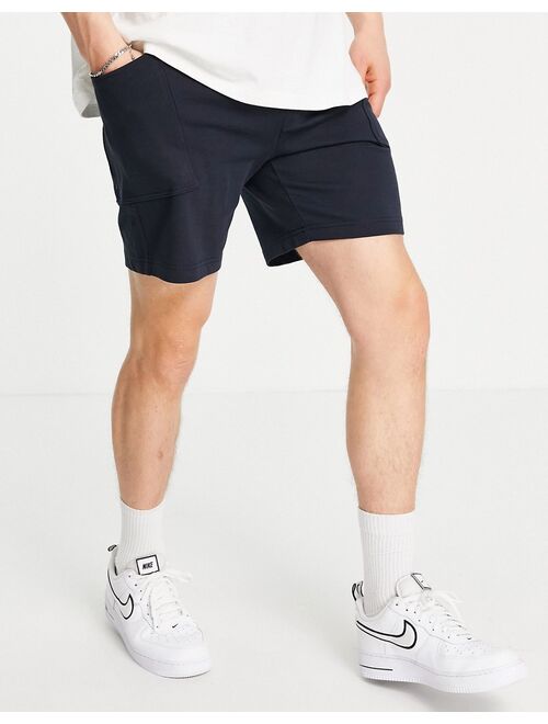 Only & Sons organic cotton jersey cargo shorts in navy