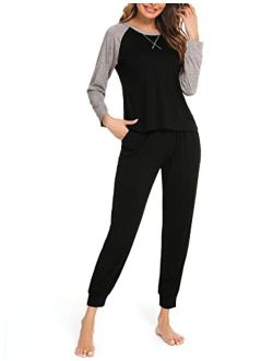 LOLLO VITA Women's 2 Piece Pajamas Set Long Sleeve Pullover and Pants Sleepwear with Pockets