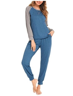 LOLLO VITA Women's 2 Piece Pajamas Set Long Sleeve Pullover and Pants Sleepwear with Pockets