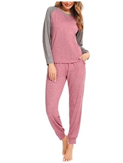 LOLLO VITA Women's 2 Piece Pajamas Set Long Sleeve Pullover and Pants Sleepwear with Pockets