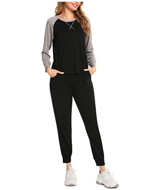 LOLLO VITA Women's 2 Piece Pajamas Set Long Sleeve Pullover and Pants Sleepwear with Pockets