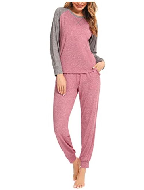 LOLLO VITA Women's 2 Piece Pajamas Set Long Sleeve Pullover and Pants Sleepwear with Pockets