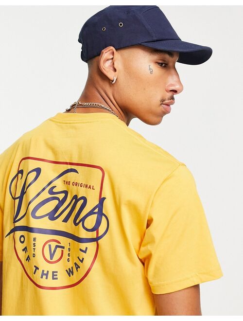 Vans Atrium back print T-shirt in yellow