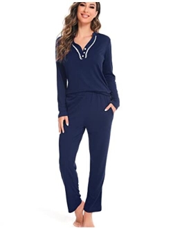 LOLLO VITA Womens Pajama Set Long Sleeve Sleepwear Cotton Soft Pjs Sets