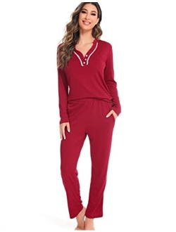 LOLLO VITA Womens Pajama Set Long Sleeve Sleepwear Cotton Soft Pjs Sets