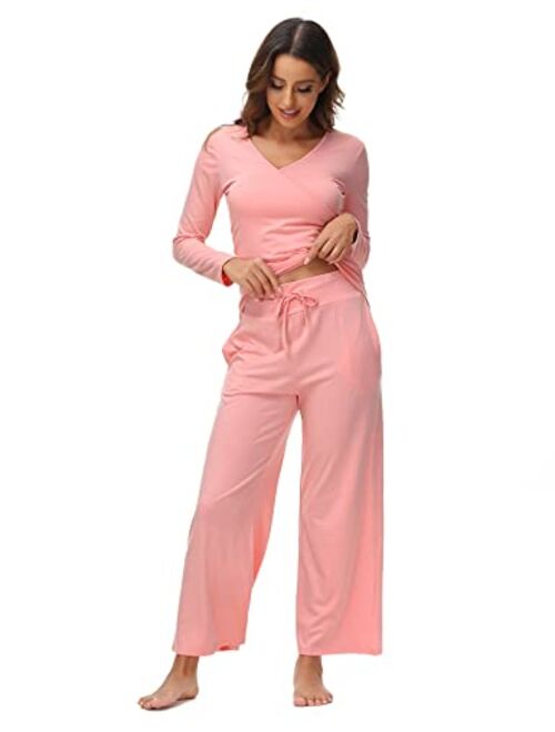 LOLLO VITA Womens Pajama Set Long Sleeve Sleepwear Cotton Soft Pjs Sets