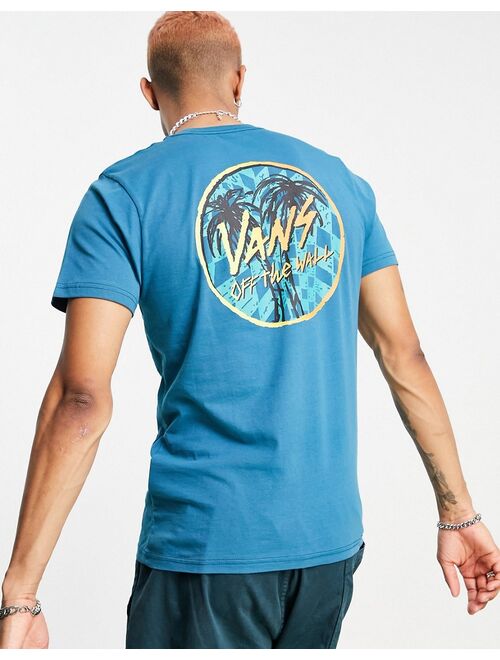 Vans Sketched Palms back print t-shirt in blue