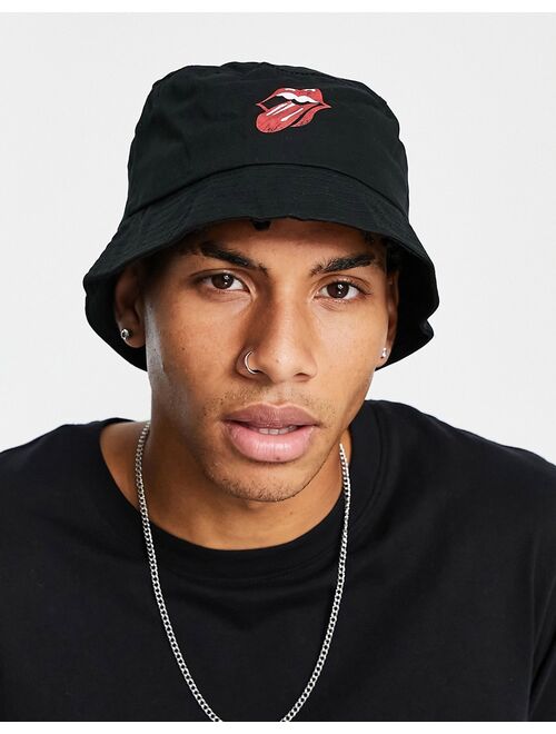 Buy Only & Sons Rolling Stones bucket hat in black online | Topofstyle